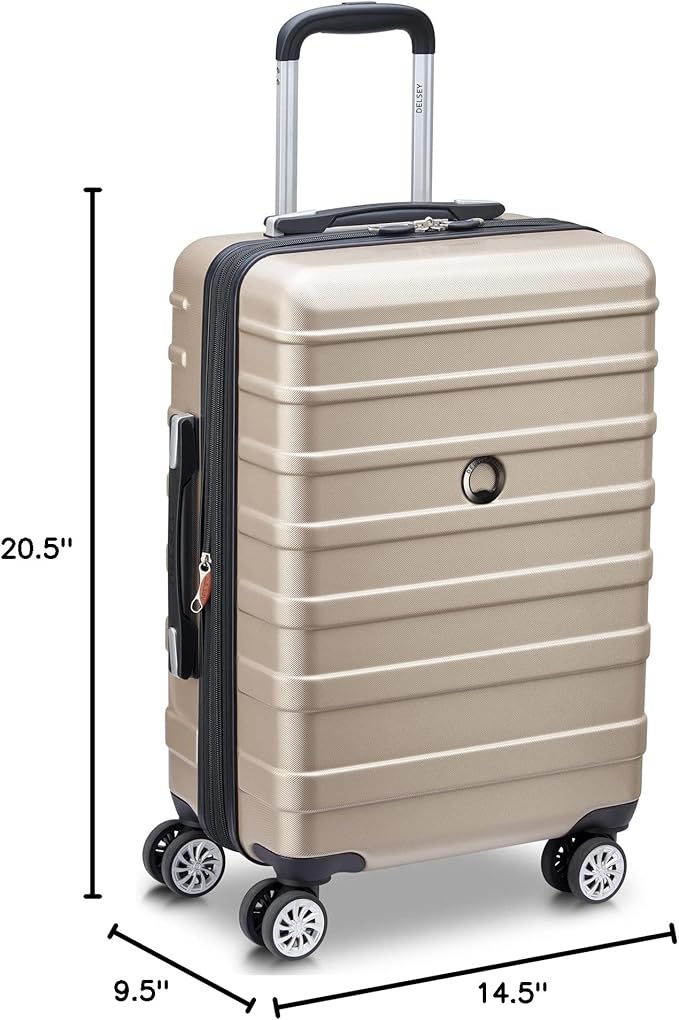 DELSEY PARIS Margot Hardside Luggage, Dual Wheel Spinners for Smooth Travel, Expandable with Spacious & Organizable compartments, Men and Women, Gold, Carry-On 20-Inch