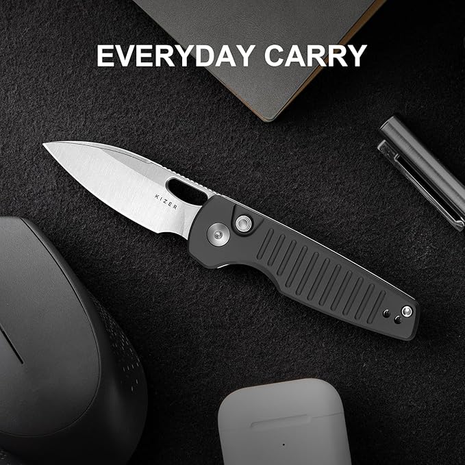 Kizer Parakeet EDC Pocket Knife, 2.46" Nitro-V Blade Folding Knife with Aluminum Handle, Thumb Hole Opener Small EDC Knives for Men Women Camping Hunting V2706A4