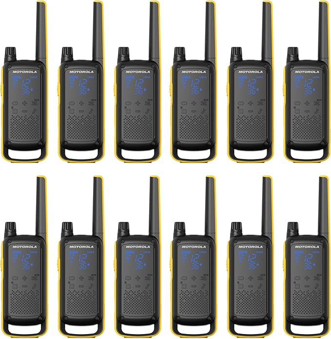 Motorola Solutions Talkabout T475 Extreme Two-Way Radio Black W/Yellow Rechargeable 12 Pack