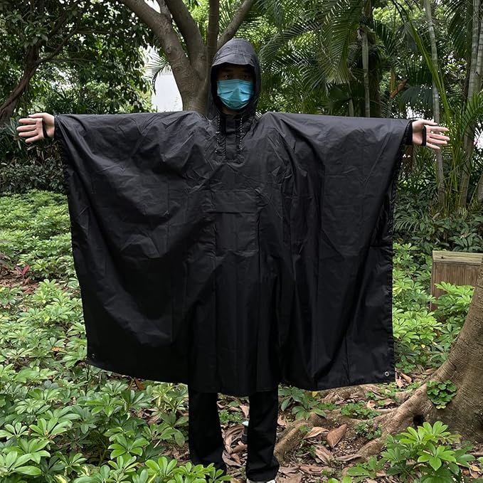 Hooded Rain Poncho,Multi Use Waterproof Raincoat,For Hiking, Camping and Emergency,Suitable for Unisex Adults