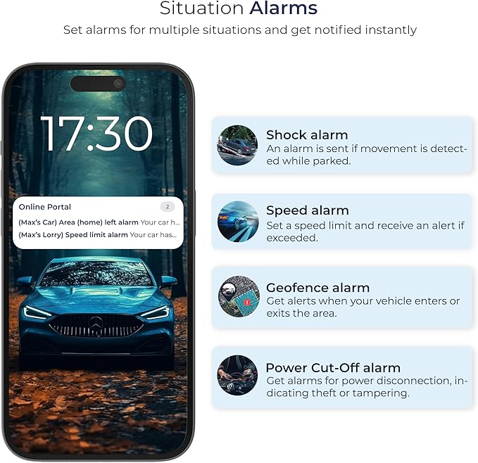 Salind 01 4G - Version 2026 - Wired GPS Real-Time Tracker (9-75V) - GPS Car Tracker Device with App Notification & Multiple Alarms - Vehicle Security for Car Motorcycles Vans - Subscription Required