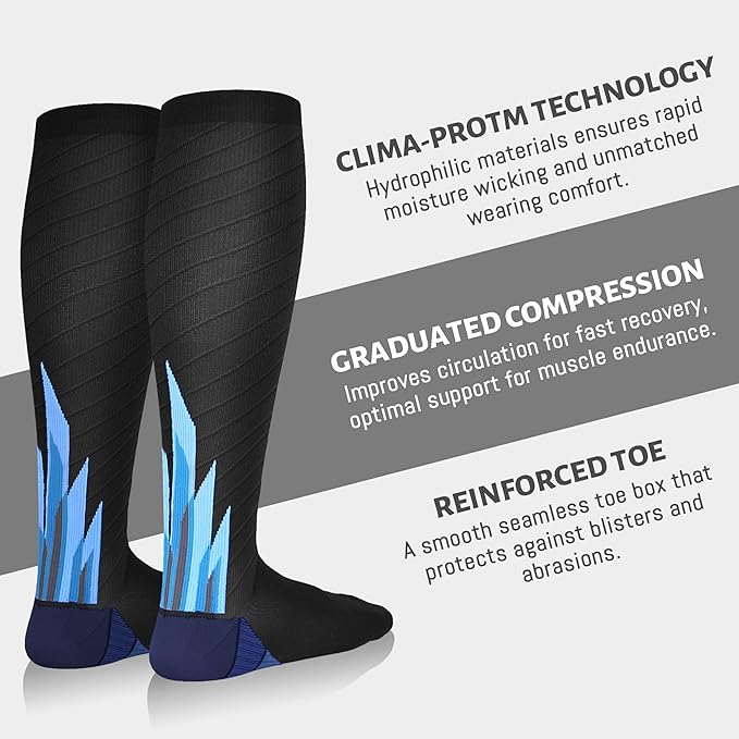 NEWZILL Medical Compression Socks for Women & Men, 20-30 mmHg Knee-High Support for Circulation, All-Day Comfort for Work Travel Running Cycling and Fitness