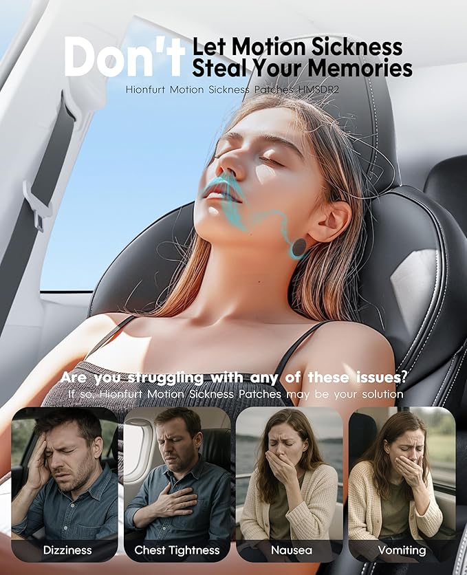 HMSDR2 16ct Motion Sickness Patches with Plant Essence – Lemon – Sea Sickness Patches for Cruise, Car, Airplane – Non-Drowsy, 72H Lasting