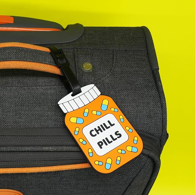 Funny Luggage Tag – Hilarious Travel ID Tag with Sarcastic Saying – Durable & Easy to Spot Suitcase Tag for Men, Women, Frequent Flyers, or Gag Gift for Travelers - Chill Pill