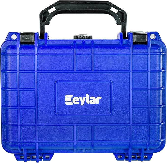 Eylar Protective Hard Case Water & Shock Proof w/Foam TSA Approved 8.12 inch 6.56 inch 3.56 inch (Blue)
