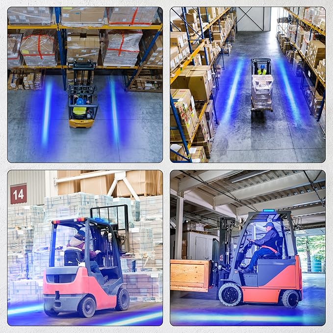 eTzone New 15 LED Forklift Safety Lights Blue 30W DC 12-80V Warehouse Warning Lights Truck Safety Lights Zone Warning Lights - 2 Pack