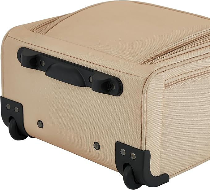 French Connection 16" Underseat Carry-On Luggage with USB/USB-C Ports, Toasted Almond