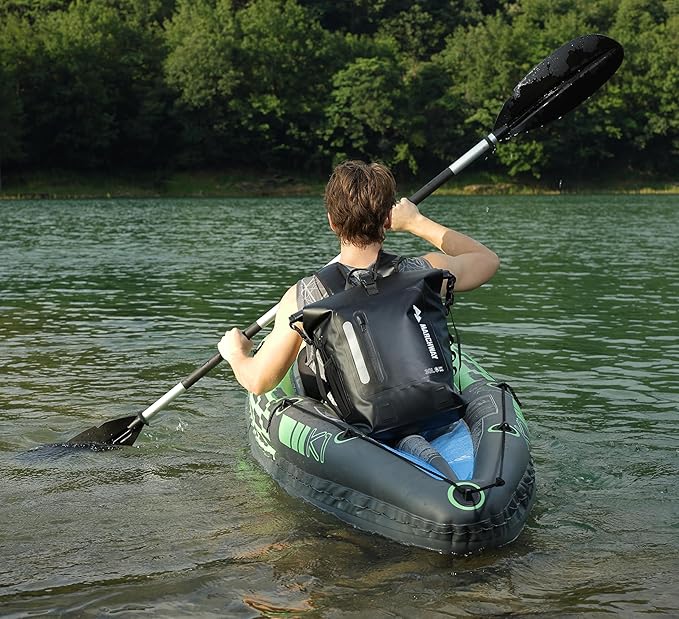 MARCHWAY Roll Top Waterproof Backpack, Floating Dry Bag 20L/30L/45L with Ergonomic Rectangular Base, Cushioned Back, Hip Strap for Hiking Camping Kayaking Travel (Black, 30L)