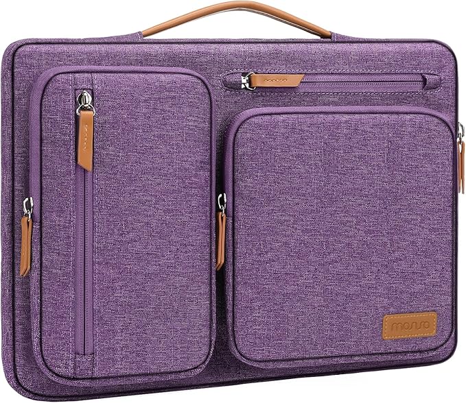 MOSISO 360 Protective Laptop Case 13.3 inch, 13-13.3 inch Laptop Sleeve Compatible with MacBook Air/Pro 13 / Pro 14,HP Dell Acer ASUS,Side Open Carrying Case with 4 Zipper Pockets&Handle,Argyle Purple