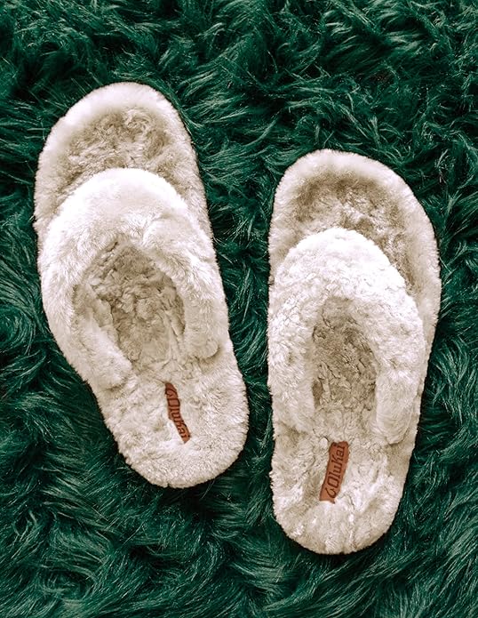 OLUKAI Kipe'a Heu Women's Sandal Slippers, Soft & Comfortable Shearling-Wrapped Straps, Durable Rubber Outsoles for All-Day Wear, Causal & Cute Everyday Style
