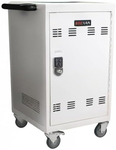 32 Device Mobile Charging Cart with Password Lock, Mobile Ipad Cart for iPads, Chromebooks and Laptop Computers, Locking Charging Station with Lock & Key for The Front Back Door, Surge Protection