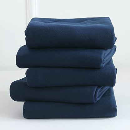 CAI TENG Fleece Throw Blankets Lightweight Warm Soft Kids Blanket Cozy Pet-Friendly Bulk Fleece Blanket Solid for Home, Bed, Sofa, Dorm, Office, Gifts, Outdoor (Navy, Pack of 6-50 x 60 inch)