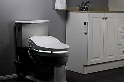 ALPHA BIDET JX2 Elongated Bidet Toilet Seat, White, Endless Warm Water, *NEW* Bowl Mist, LED Light, Quiet Operation, Wireless Remote, Stainless Steel Nozzle, Sittable Lid, 3 Year Warranty