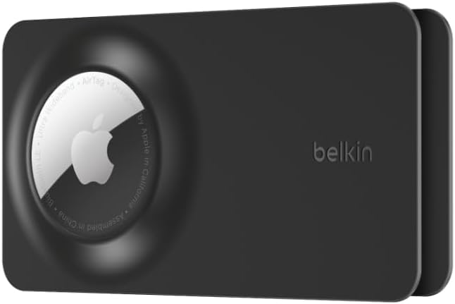 Belkin Apple AirTag Secure Wallet Insert - Thin Wallet Holder - Ultra Slim & Flexible Credit Card Size Insert for Purse, Handbag, Pocket, Backpack - Accessories for Apple AirTag - Black (2-Pack)