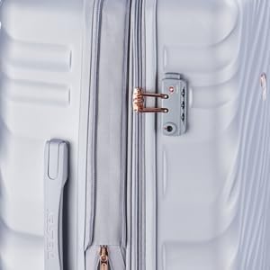 DELSEY PARIS Alexis Durable Luggage, Expandable Lightweight 4-Wheel Spinner, Easy Grip Handles for Smooth Mobility, TSA-Lock Incorporated, Men and Women, Platinum/Rose Gold, Carry-On 21-Inch