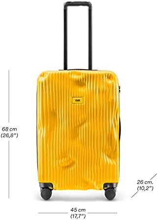 CRASH BAGGAGE Stripe Suitcase | Yellow | 36L | 100% Polycarbonate, TSA-Approved Lock, 360° Spinning Wheels