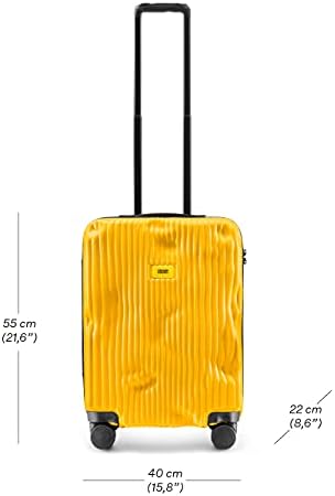 CRASH BAGGAGE Stripe Suitcase | Yellow | 36L | 100% Polycarbonate, TSA-Approved Lock, 360° Spinning Wheels