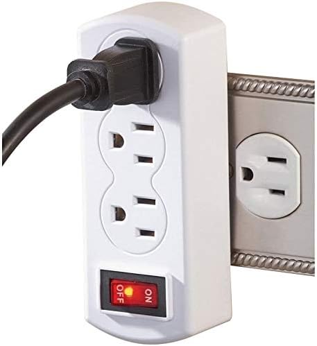 2 Pack 3 Prong Outlet Switch Power Wall Tap Adapter Triple Mini Multi Plug with Switch On/Off ETL Listed AC Grounded Outlet Energy Saving for Home Office Kitchen Indoor Use