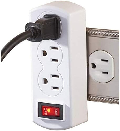 2 Pack 3 Prong Outlet Switch Power Wall Tap Adapter Triple Mini Multi Plug with Switch On/Off ETL Listed AC Grounded Outlet Energy Saving for Home Office Kitchen Indoor Use