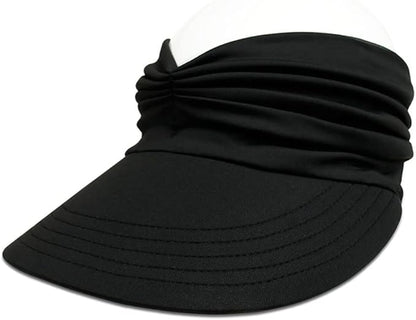 Sun Hat Women Sun Beach Visor Cap UV Protection with Wide Brim for Sports Beach Golf Hiking (Black)
