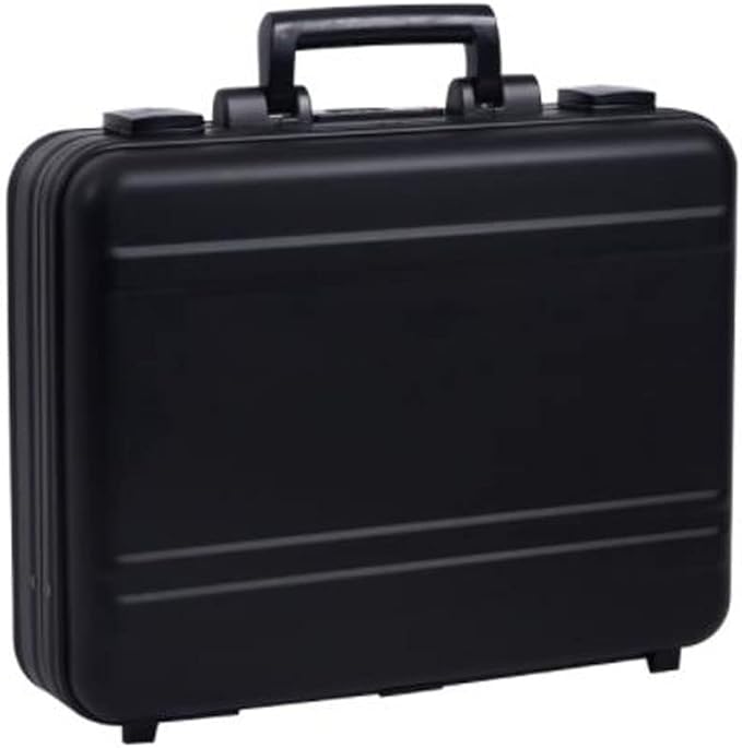 Aluminum Briefcase for Men Metal Toolkit Box Family Medical Equipment Cash Small Case 14 Inch Notebook Bag with Removable Sponge Black (14.5X10.6X4.5 Inch)