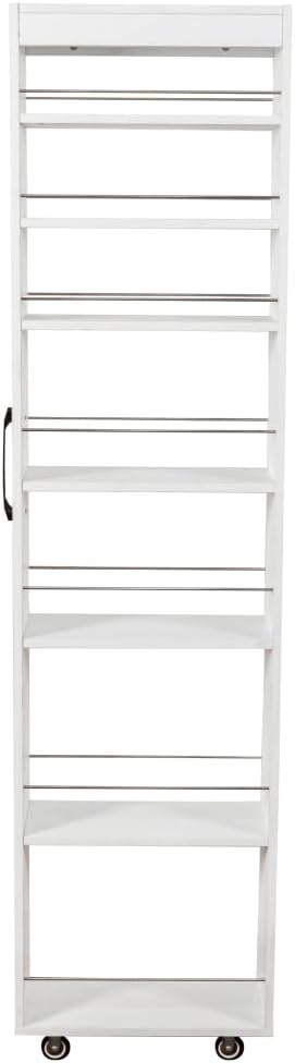 White 7-Tier Rolling Storage Cart - Slim Pull-Out Organizer Shelf with Wheels for Kitchen, Pantry, Living Room, Bathroom & Narrow Spaces (7.8" Wide)