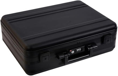 Hard-Sided Aluminum Briefcase, Black, Metal Case with TSA Lock, 18.1x13.8x6.1 Inch, Foam Interior for Camera, Equipment, Laptop