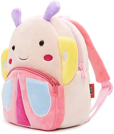 KISSOURBABY Cute Kids Toddler Backpack Plush Toy Backpack Snack Travel Bag Pre-School Bags for Girls 2-4Years(Butterfly)