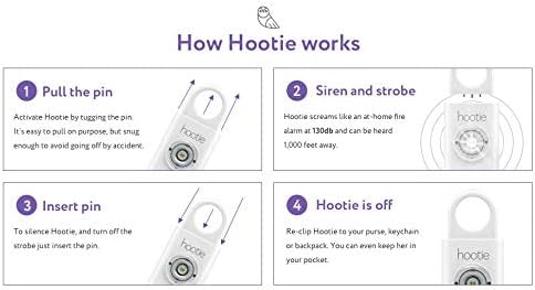 Hootie Personal Safety Alarm for Women, Men, & Kids - Keychain Alarm, Self Defense Strobe & Siren, Security Siren Keychain with 130dB Self Defense Siren & Strobe Light - Black