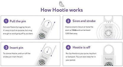 Hootie Personal Safety Alarm for Women, Men, & Kids - Keychain Alarm, Self Defense Strobe & Siren, Security Siren Keychain with 130dB Self Defense Siren & Strobe Light - Black