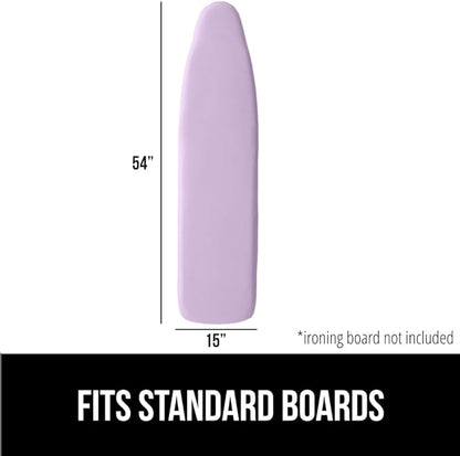 GORILLA GRIP The Original Ironing Board Cover and Pad, Silicone Coating, Thick Scorch Resistant Padding, Heavy Duty Iron Covers Standard Boards, Hook and Loop Fastener Strap, Light Purple, 15x54