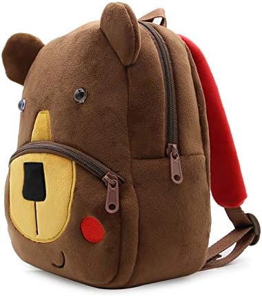 KISSOURBABY Cute Toddler Backpack Toddler Bag Plush Animal Cartoon Mini Travel Bag for Baby Girl Boy 1-4 Years(Coffee Bear)