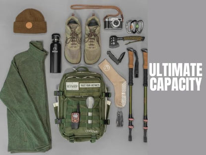WOLFpak 35L Athletic Gym Backpack - Durable 1000D Waterproof Oxford Material with MOLLE Webbing, Laptop Pocket & Dual Cup Holders, Durable Fitness/Travel/Military Daypack (Khaki)