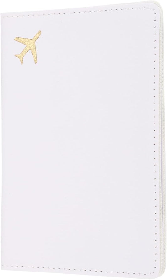 uxcell Passport Cover Holder, Waterproof PU Leather Passport Cover Card Protector Sleeve for Women & Men Document Organizer Travel Accessories for Anniversary Wedding Gift, White