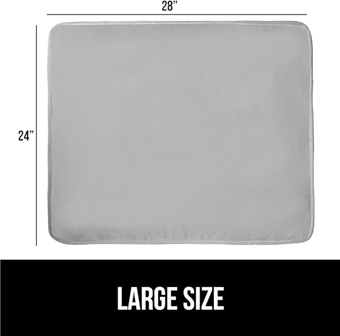 GORILLA GRIP Ironing Mat, Portable Iron Pad, Magnetic Cover for Top of Laundry Washer, Dryer, Table Top, Countertop Blanket, Silicone Coating and Scorch Resistant, Travel Size 28x24, Silver