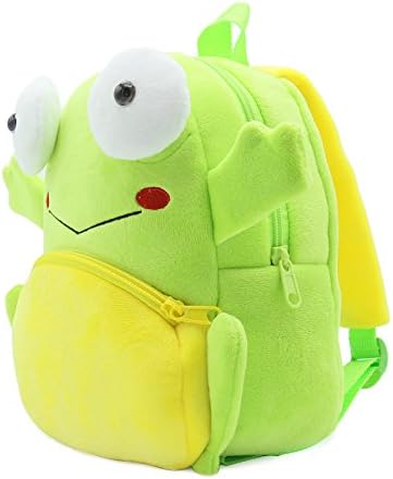 KISSOURBABY Cute Toddler Backpack Toddler Bag Plush Animal Cartoon Mini Travel Bag for Baby Girl Boy 1-4 Years(Frog)
