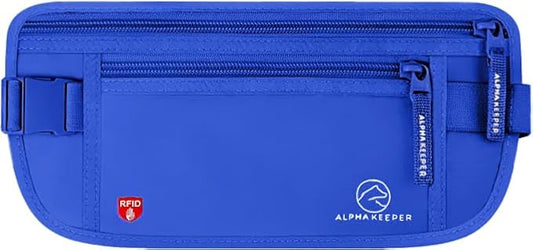 Alpha Keeper Hidden Travel Money Belt - RFID Blocking Waist Wallet & Passport Holder for Women and Men, Anti-Theft Slim Security Pouch