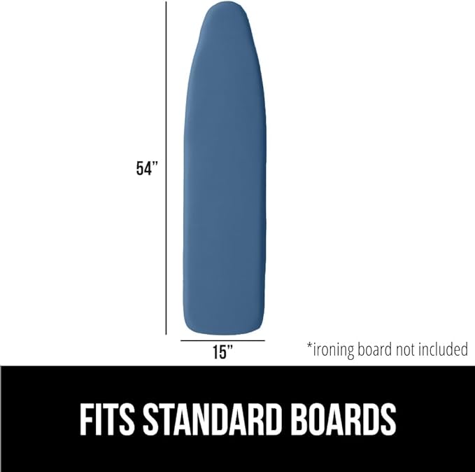 GORILLA GRIP The Original Ironing Board Cover and Pad, Silicone Coating, Thick Scorch Resistant Padding, Heavy Duty Iron Covers Standard Boards, Hook and Loop Fastener Strap, Navy, 15x54