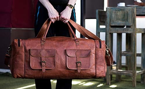 Leather Duffel Bag 32 inch Large Travel Bag Gym Sports Overnight Weekender Bag by Komal s Passion Leather (30 inch)