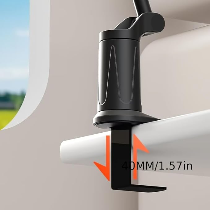 Universal 360° Magnetic Airplane Phone Holder Mount – Strong Clamp, Compatible with iPhone & All Smartphones, Hands-Free Viewing for Travel & Home Use