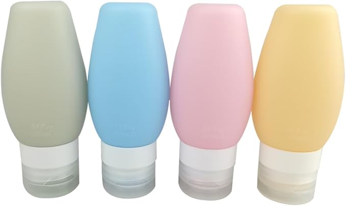 NOLITOY Silicone Travel Bottles Set Leak-resistant Tsa-approved Liquid Containers for Shampoo Conditioner Lotion and Toiletries Space-saving Soft Rubber Tubes in Lake Color Peach Tone