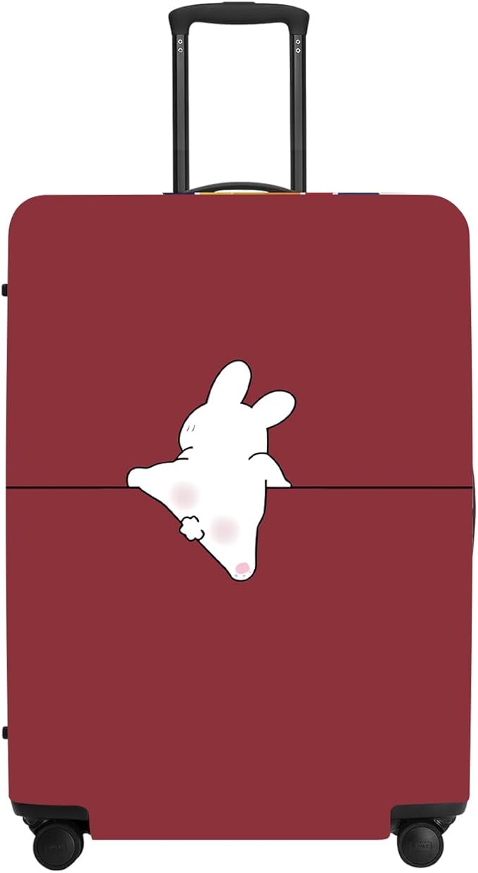 Burgundy Rabbit Luggage Protector, Washable Suitcase Cover Simple Animal Pattern Anti-scratch for 32",34" Bag