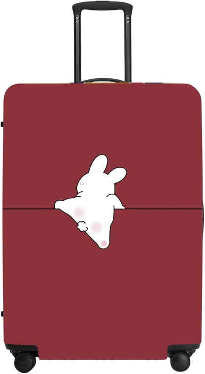 Burgundy Rabbit Luggage Protector, Washable Suitcase Cover Simple Animal Pattern Anti-scratch for 24",26" Bag