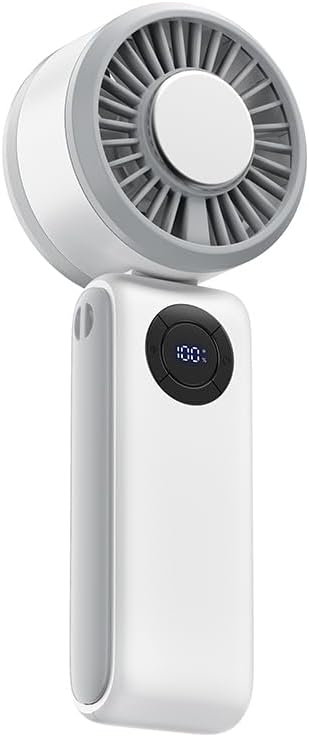 Portable Handheld Fan, 3 IN 1 Rechargeable Personal Fan with 5 Speed Wind, 4000mAh Battery, Digital Display, 90° Foldable Rapid Cooling Small Fan Desk Fan for Travel, Camping, Outdoor Sports