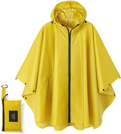 Fashion Hooded Rain Poncho Waterproof Raincoat Jacket with pocket for Women/Men/Adult