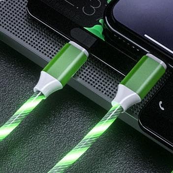 USB Cable PD Fast Charger Lighted Up (USB C to C Green),Mobile Phone Data Cable, Charging Cable, Supports Data Transfer, 39-inch, TPE Material, Compatible with Almost All Type-C Devices.