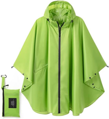 Fashion Hooded Rain Poncho Waterproof Raincoat Jacket with pocket for Women/Men/Adult