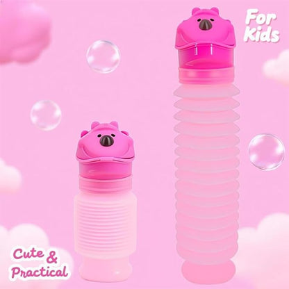Pee Bottles for Kids Boys Men Women, Adjustable Emergency Urinal 600ml, Portable Leakproof Pocket Toilet for Car, Travel Urinals, Collapsible Urinals Mini Mobile Toilet Potty,1 PCS(Pink)
