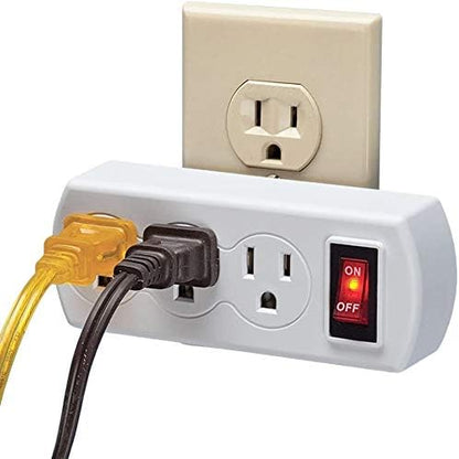2 Pack 3 Prong Outlet Switch Power Wall Tap Adapter Triple Mini Multi Plug with Switch On/Off ETL Listed AC Grounded Outlet Energy Saving for Home Office Kitchen Indoor Use