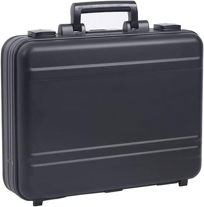 Hard-Sided Aluminum Briefcase, Black, Metal Case with TSA Lock, 18.1x13.8x6.1 Inch, Foam Interior for Camera, Equipment, Laptop